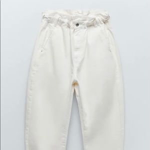 Zara off white paperbag pants